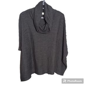 Nomadic Traders Textured Cowl Neck Grey Poncho Size Small